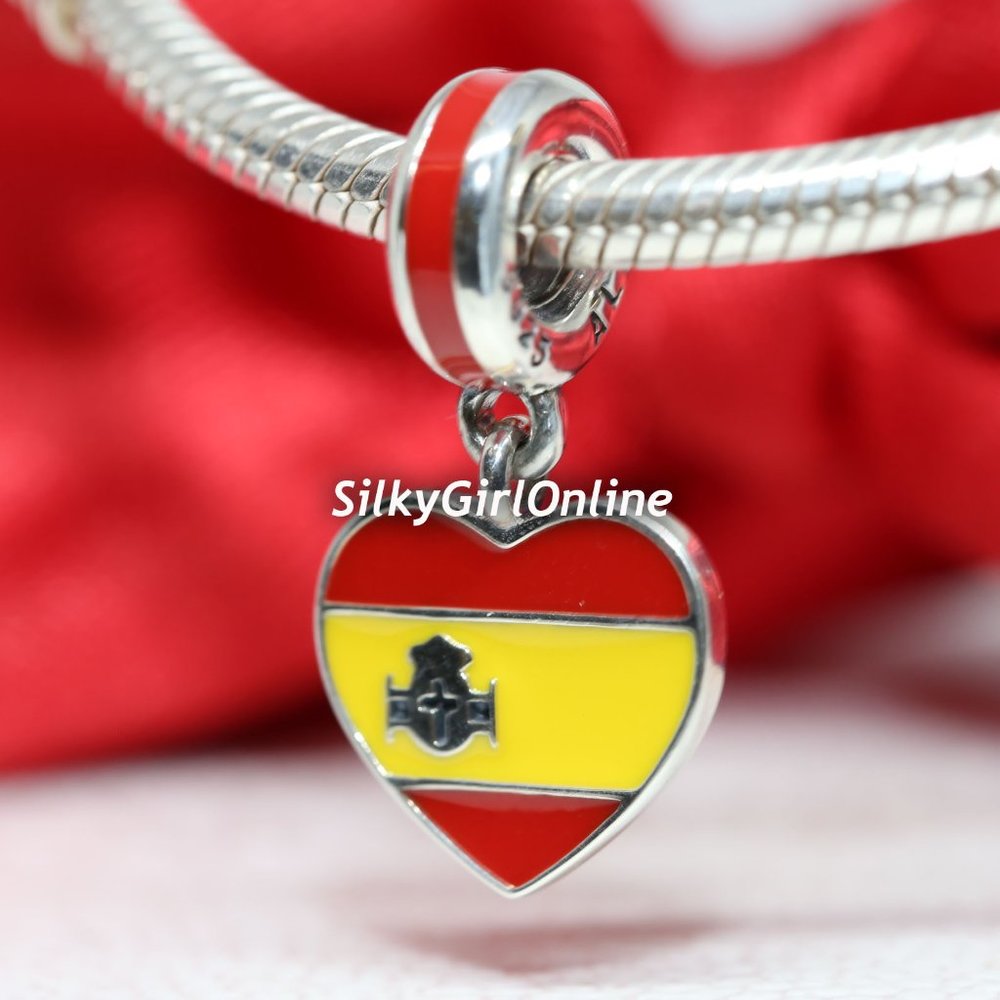 Pandora Spain Heart Flag Charm 791550ENMX